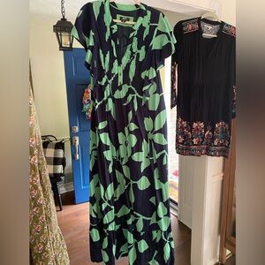 Anthro Maeve Flutter sleeve maxi